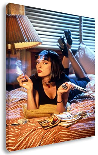 Artis Prints Leinwandbild Pulp Fiction | Uma Thurman - Quentin Tarantino - Film, Wandbild auf Keilrahmen gespannt - Klein bis XXL, Wohnzimmer - Flur - Dekoration