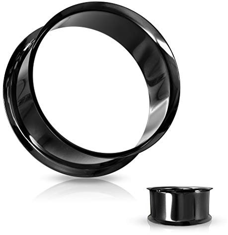 Double Flared Flesh Tunnel 2,5-25 mm aus 316L Chirurgenstahl FARBWAHL Ohrschmuck Piercing (2,5 mm, Schwarz)