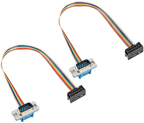 PNGKNYOCN DB9 a 10 pin IDC seriale, RS232 maschio a IDC 10 pin (2x5) femmina HeaderRibbon connettore adattatore piatto arcobaleno cavo (0,3 m)