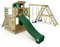 WICKEY Spielturm Klettergerüst Smart Surf mit Schaukel & grüner Rutsche, Outdoor Kinder Kletterturm mit Sandkasten, Leiter & Spiel-Zubehör für den Garten