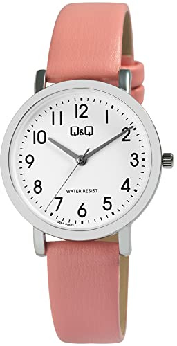 Q&Q Damen-Uhr Kunstleder Dornschließe 3 Bar Analog Quarz Q58A-006PY