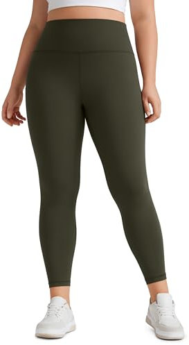CRZ YOGA Butterluxe Damen Übergröße Leggings - 64cm Große Größen High Waist Workout Leggins Butterweiche Spandex Yogahose Olivgrün 46