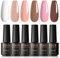 ROSALIND Smalto Semipermanente, 6 Colori Mini Smalti Semipermanenti per Unghie Bianco Nudo Rosa Marrone Gel Unghie UV/LED Kit Nail Polish Manicure Regalo di San Valentino
