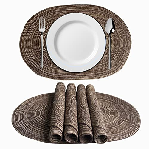 6er Set Platzsets Ovales Geflochtene Tischsets Baumwolle Waschbar Hitzebeständig Platzdeckchen für Hochzei, Küche Abendessen (B,50x35cm)