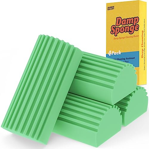 Shadowgallery - Esponja de limpieza para el polvo, 4 unidades, reutilizables, esponjas, plumeros, esponja mágica para limpiar persianas, vidrio, zócalos, rejillas de ventilación, espejos, ranuras de