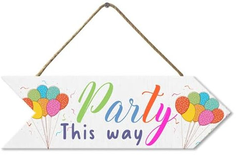 Horienteeon Ymaotrade Multicolor Party This Way Sign Retro Wood Arrow Sign Plaque Door Wall Fence Post Wooden Hanging Gift Celebration Sign Plaque Party Decor 10 * 3.1