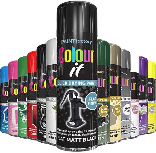 AlezyB - 1 x Flat Black Matt All Purpose Aerosol Spray Paint 250ml. Excellent Coverage, Quick & Fast Drying for interior & exterior Multipurpose Spray for Metal | Plastic | Wood | Glass.