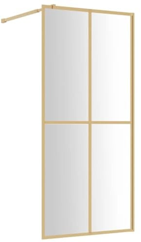 vidaXL Mampara Puerta de Ducha Vidrio Transparente ESG Dorado 80x195cm