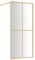 vidaXL Walk-in Shower Wall with Clear ESG Glass and Gold Aluminium Frame, Adjustable Size, Easy Cleaning, with Supporting Bar
