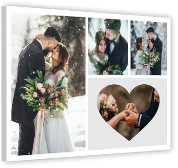 MAX SOLUTIONS Customised Collage Canvas Wall Art Home Decor Personalised Gifts Multi Photo Custom Print Family Portrait Anniversary Keepsake (16''x24'', Design 10)