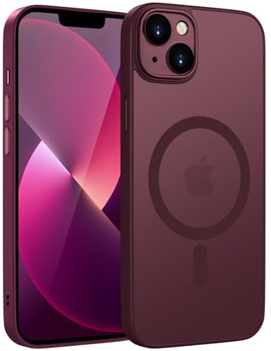 HGH Magnetisch Hülle für iPhone 13 6,1 Zoll Kompatibel mit MagSafe Kabellosem Laden, Durchscheinende Matt Handyhülle für iPhone 13 Dünn Stoßfest Schutzhülle kameraschutz für iPhone 13 Case Fuchsie