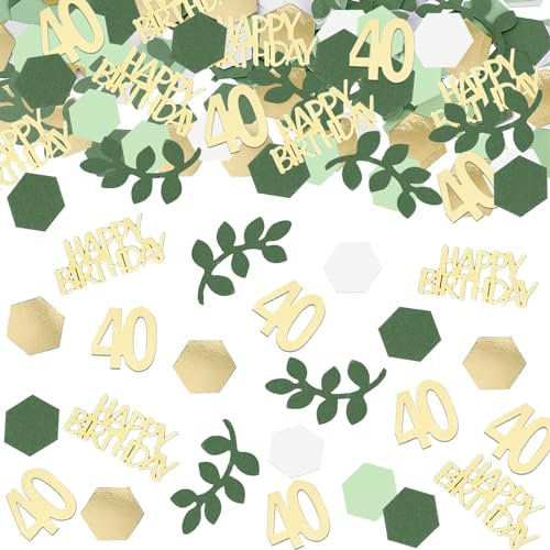 Konfetti 40 Geburtstag Deko Grün Gold,200 Stück Tischdeko 40. Geburtstag Frauen Männer,40er Streudeko Geburtstag Confetti,40. Geburtstag Deko Konfetti,Deko 40 Geburtstag Mann Frau,40 Jahre Dekoration