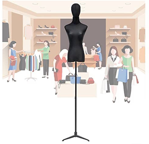 Schaufensterpuppen-Körper Torso weiblich, Schaufensterpuppe, halbe Skala, Schneiderpuppe, Schneiderpuppe mit drehbarem Kopf für Unterwäsche, Mantel, Hemd, Schaufensterpuppen-Körper, 2 Größen (M)