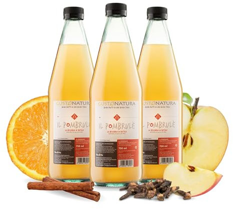 Succo di mela speziato Bio “Pombrulè” 750 ml – bevanda calda o fredda – senza zuccheri aggiunti – box 3 pz – Trentino-Alto Adige – Gustonatura