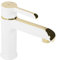 Rea Waschtischarmatur MELIA white gold Low Wasserhahn Bad Badarmatur aus Messing Armatur für Waschbecken Badezimmer Mischbatterie Waschbecken Einhebel (Weiß/Gold)