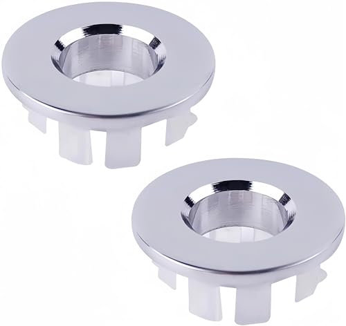 2Pcs Sink Overflow Ring，Bathroom Sink Overflow Hole Cover,Wash Basin Overflow Decorative Cover Kitchen Bathroom Sink Overflow Cover,Brass Material Sink Hole Cover Applicable Aperture 22-24mm