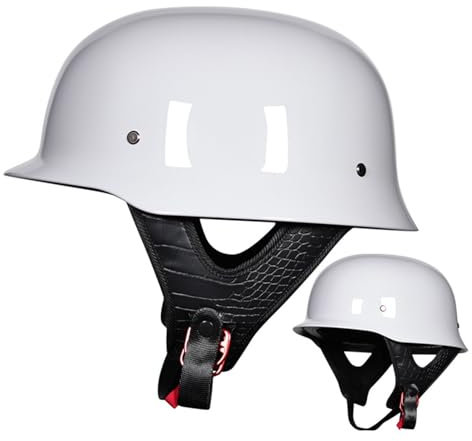 Retro Oldtimer Motorradhelm Brain-Cap - Halbschale Jet-Helm Roller-Helm MotorradHelm Scooter-Helm Chopper Mofa Helm DOT/ECE Zertifizierung Motorradhelm für Männer Und Frauen F,L=59-60cm