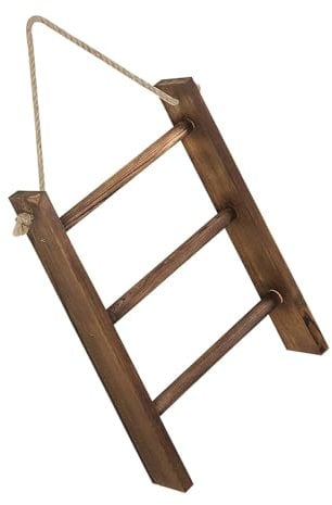 Milageto Wood Towel Racks Hanging Towel Rack Wooden Hanging Ladder Display Hanger 3 Tiers Towel Rack Towel Shelf for Living Room Door