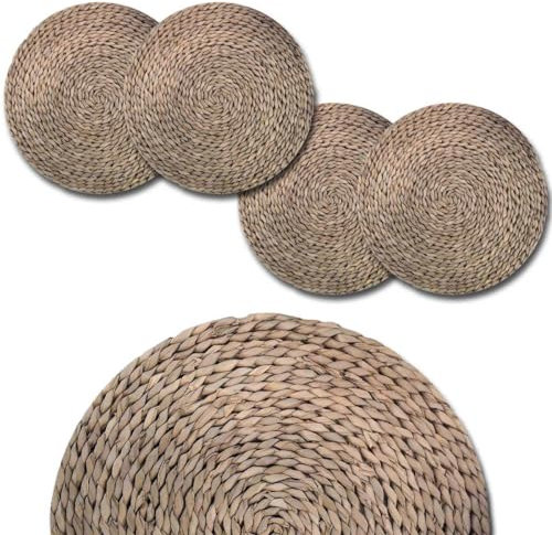 ARCA, Set di 4 Sottopiatti Rotondi in Fibra di Mais, per 4 Persone, Ideali per la Tavola, Resistenti e Duraturi, Colore Marrone, Diametro 38 cm