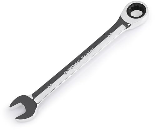Egofine 14 mm Ratschen-Ringmaulschlüssel, metrisch, Industriequalität, Zahnradschlüssel mit 12-Kant-Design, 72-Zahn-Ratsche, Chrom-Vanadium-Stahl