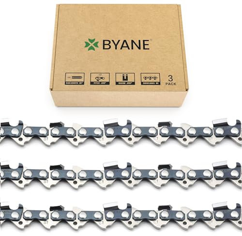BYANE 20 Inch Chainsaw Chain, .325 Pitch, 050 Gauge, 80 Drive Links, Fits Husqvarna 450, 450 Rancher, 545, 550XP, JONSERED, and More - SP33G (3 chains).