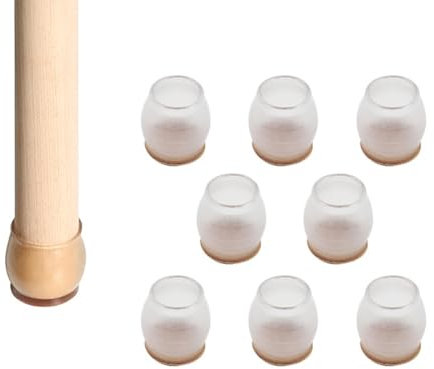 8 Stück Stuhlbeinkappen, Silikon Stuhlbeinschoner Schutzkappen Filzpolstern Stuhlbeine Stuhlbeinkappen für Möbel Tisch, Schutz Böden Heimfilzpads Vermeiden Sie Kratzer,Transparent Round fit 33-45mm