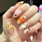 24Pcs Halloween Fake Nails - Cute Spider Pumpkin Ghost Almond False Nails Square Cute Shards Press on Nails - Full Cover Stick on Nail for Women and Girls Manicure Decorations