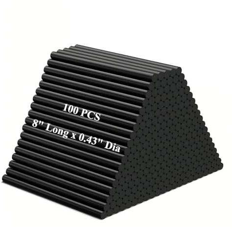 LOPYXBR 100 PCS Black Hot Glue Sticks Full Size 8 Long x 0.43 Dia Hot Melt Adhesive High Temp Black Glue Sticks for Glue Gun Sticks Bulk for Crafting DIY Car Dent Repair and Gluing Project
