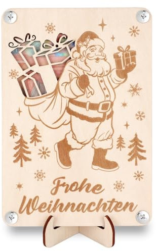 HOWAF Geldgeschenk Weihnachten aus Holz - Geschenke für Weihnachten Geld, Weihnachtsmann Geldgeschenke Weihnachten, Geldgeschenke Verpackung Weihnachten für Tischdeko Weihnachten, Weihnachtsgeschenke