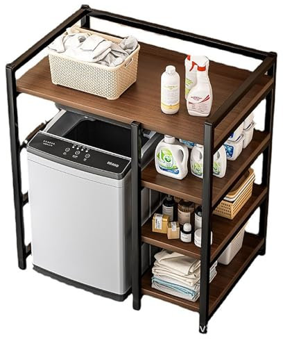 Generisch Metall-Lagerregal für Waschmaschinen, praktisches Lagerregal für Waschmaschine und Trockner, multifunktionales, platzsparendes Lagerregal für Zuhause, geeignet für Balkon, Küche, Badezimmer