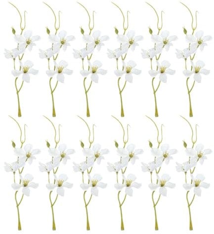 PATIKIL 12Pcs Artificial Orchid Flower for Floating Candle Centerpieces White