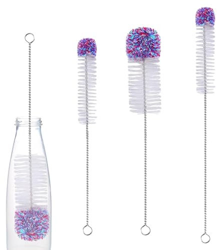 Pulitore flessibile per bottiglie di birra, spazzola per biberon, 3 spazzole per la pulizia in nylon, bottiglie d'acqua sportive, biberon