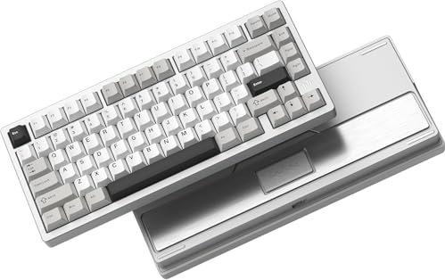 LQXQ RD75 Pro 75% Gaming Keyboard, Quick Release Wireless Aluminium, VIA Tri-Mode Mechanical Keyboard Custom Hot Swappable with RGB Creamy Keyboard for Windows/Mac/PC - Silver