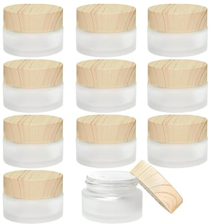 11 Pack Glass Jars,20ml Empty Frosted Refillable Sample Bottle Cosmetic Face Cream Jar Pot Bottle Container Holder Case with Screw Cap Lid and Liners