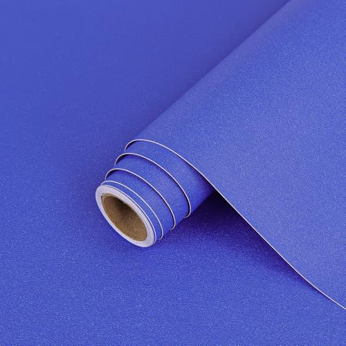 Arthome Peel and Stick Wallpaper,44cmx3m Sapphire Blue Matte Wallpaper,Solid Color Frosted Decorative Self Adhesive Removable Wallpaper Vinyl Roll Waterproof for Cabinets Wall Covering