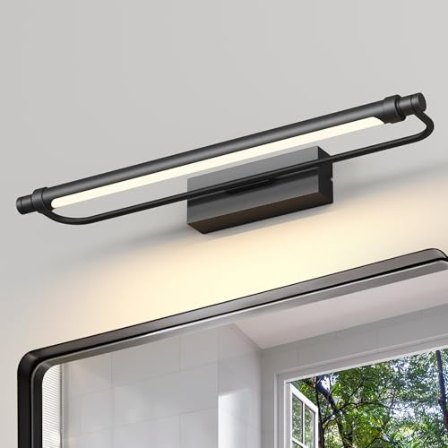 Pasoar LED Spiegelleuchte Spiegellampen für das bad spiegelleuchte badezimmer 50cm, 180° drehbar spiegelleuchte led BadSpiegelschrank Beleuchtung 4000K, einfache Installation Schrankleuchte(Schwarz)