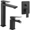 Set Miscelatori Per Lavabo Da Appoggio, Bidet E Doccia In Ottone Nero Opaco Della Linea Kubo, Completo Di Pilette Click Clack E Corpo Da Incasso