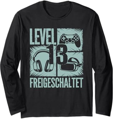 13 Jahre Geburtstag Gamepad Headset VR Level Freigeschaltet Langarmshirt