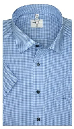 Marvelis Herren Businesshemd Kurzarm Non-Iron Modern Fit,Vichy Karo,New Kent