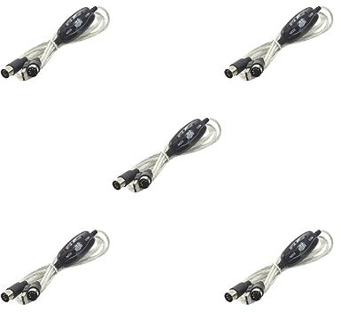 Tityvirnix Juego de 5 adaptadores de cable de interfaz USB a MIDI Midi In-Out Music Keyboard Piano a PC