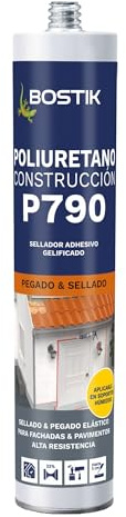 Bostik P790 Mastic en polyuréthane pour construction blanc, haute élasticité, adhérence sans apprêt, durcissement sans bulles, résistant et durable, usage intérieur et extérieur, cartouche 300 ml