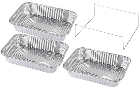 ELAYARD 4 Stück Blechpfanne aus Alufolie Tabletts Lebensmittelbehälter Zinn Liner Abfluss Container Fett pfannenwender Pfanne aus Aluminiumfolie Grilltablett Bräter Silver