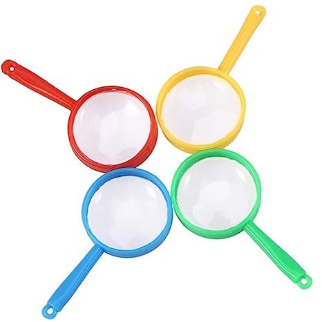 BEBEMOKO 48Pcs Colorful Magnifying Glasses Handheld Plastic Magnifiers for Fun Learning Party Favors Outdoor Exploration Durable Bright Lens for Little Hands