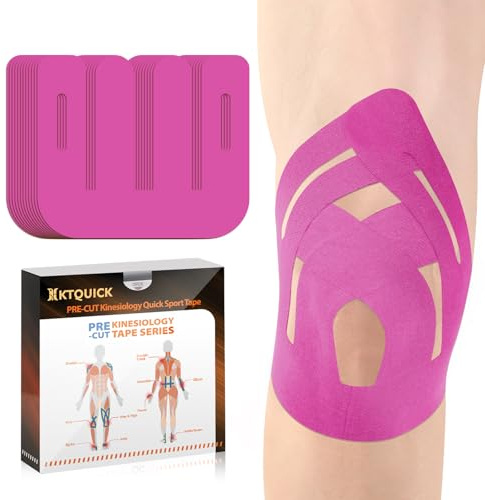 KTQUICK Vorgeschnittene Kinesiotape für Knie,10PCS,Starke Haftung&Latexfrei | Wasserfestes atmungsaktives elastisches Sporttape, verhindert Muskelzerrungen bei Laufen, Gym und Outdoor-Aktivitäten