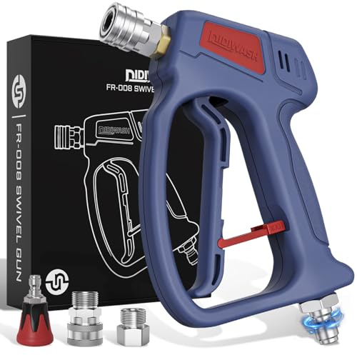 DIDIWASH Swivel Pressure Washer Gun with Smoooth Rotate 3/8 Plug,4500PSI Short Power Washer Gun with 1/4 Socket Adapted to Foam Cannon,Pressure washer Handle Include Spray Nozzle Hose Connector