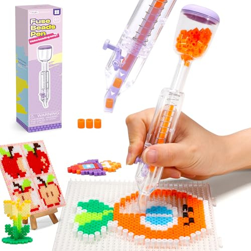 Caydo Bügelperlen Stift für Bügelperlen 5mm, Lila Ergonomischer Schmelzperlenspender für DIY Weihnachtskunst Dekorationen zu Hause, Eltern Kind Interaktion und Kinderhandwerke,Bügelperle Perlenstifte