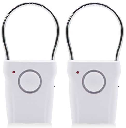 2 Pezzi Allarme per Maniglia della Porta, Allarme Antifurto Senza Fili 120dB, Sensore Tattile e di Vibrazione per Porta e Finestra, Avviso di Sicurezza per Casa, Hotel, Viaggio, Camper, Bianco