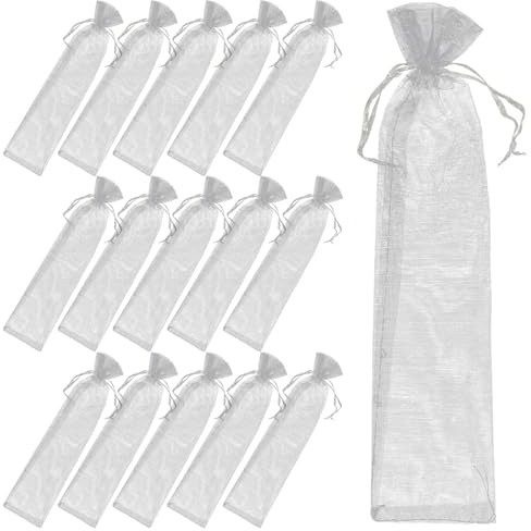 Abaodam 20 Stück Weiße Organzasäckchen aus Leichtem Organza mit Kordelzug Dekorative Geschenkbeutel für Hochzeiten und Geburtstagsfeiern Süßigkeitenverpackung und Schmuckaufbewahrung