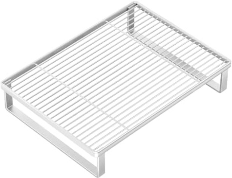 Soporte de metal para horno de microondas, soporte fiable para ahorro de espacio, para cocina de inducción, estante multiusos para encimera, 40 x 30 x 7,5 cm, color blanco