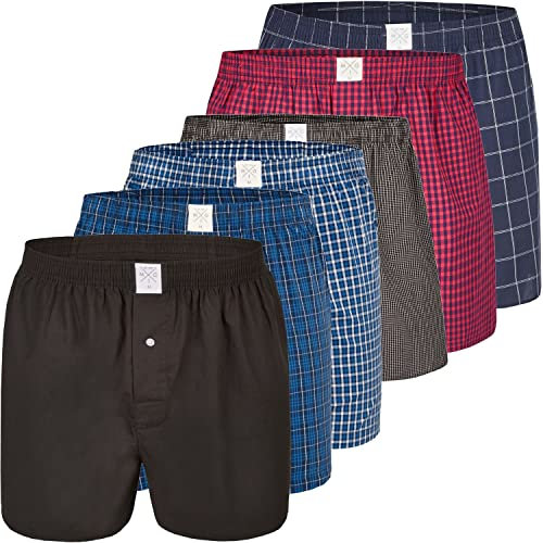 MG-1 6 er Pack Webboxer Boxershorts Boxer Shorts Herren SPARPACK S - XXXL kariert, Grösse:L, Farbe:Set 6